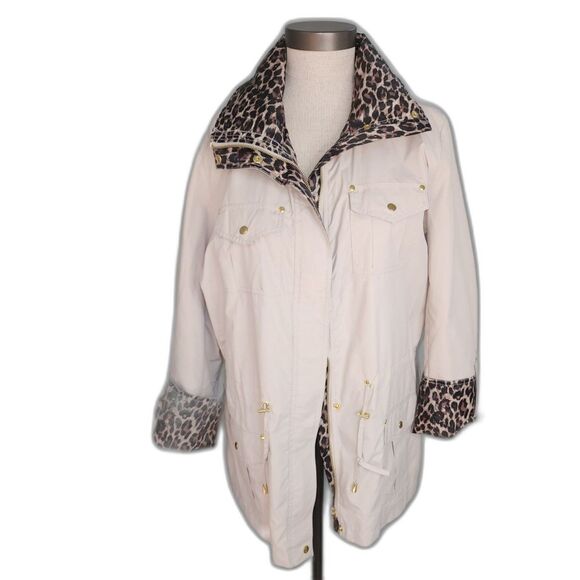 JM Collection Beige Lightweight Windbreaker Jacket Size M - Picture 1 of 8